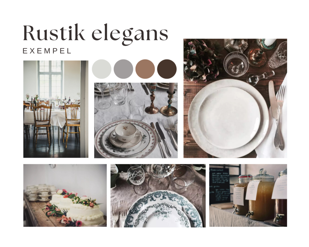 Inspirationsbilder för bröllopsdukning med rustik elegans